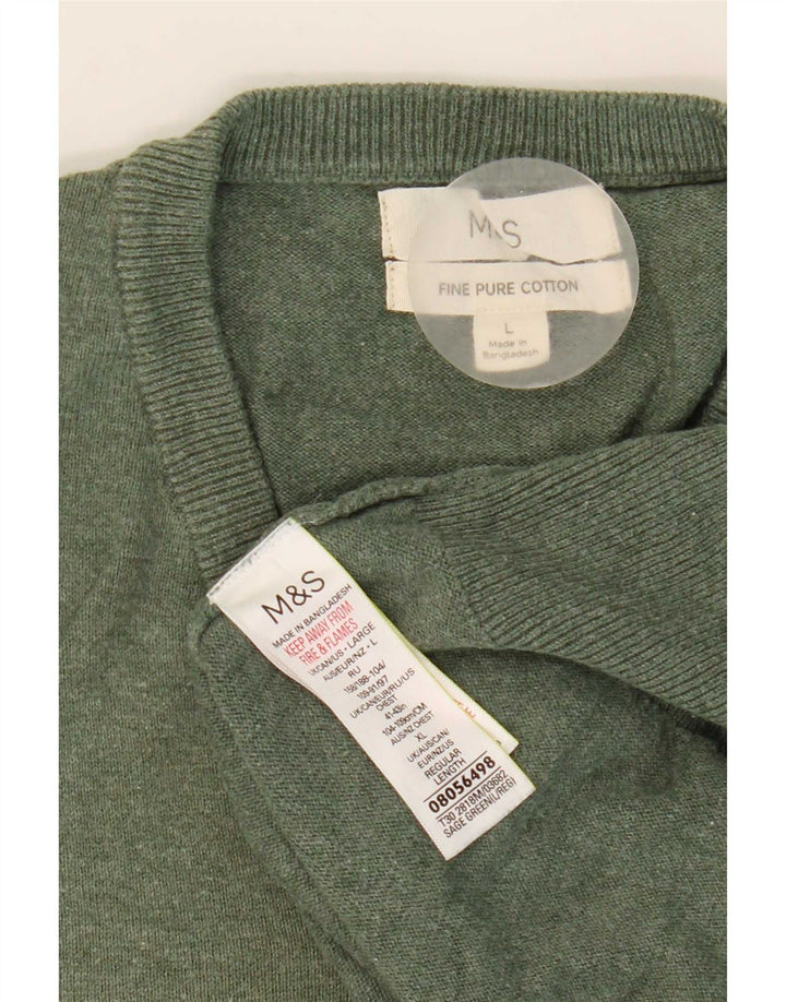 Maglione da uomo con scollo a V Marks & Spencer grande in cotone verde