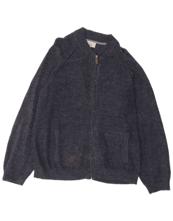 Maglione cardigan da uomo Marks & Spencer UK 18 XL Cotone screziato blu navy