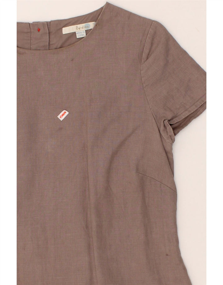 BODEN Womens Short Sleeves Basic Dress UK 12 Medium Grey Floral Cotton Vintage Boden and Second-Hand Boden from Messina Hembry 