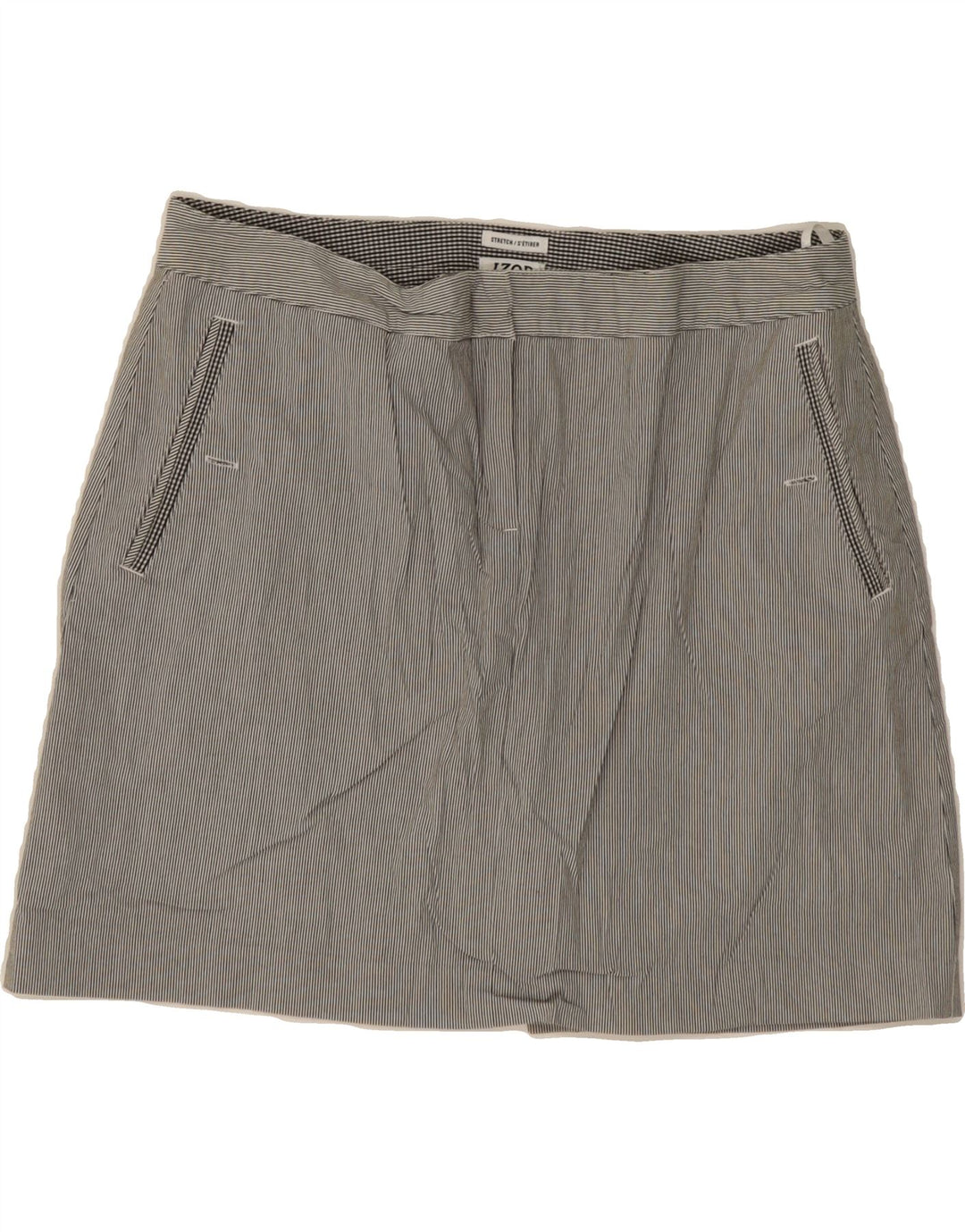 IZOD Womens Skort US 10 Large W33  Grey Striped Cotton Vintage Izod and Second-Hand Izod from Messina Hembry 