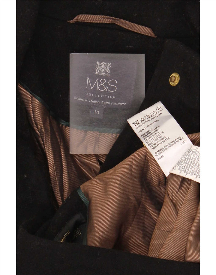Cappotto da donna Marks & Spencer UK 14 grande lana nera