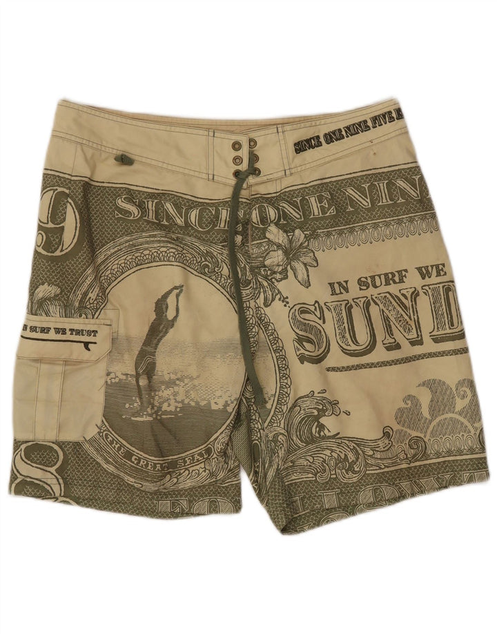 Pantaloncini da bagno grafici da uomo SUNDEK poliestere verde medio