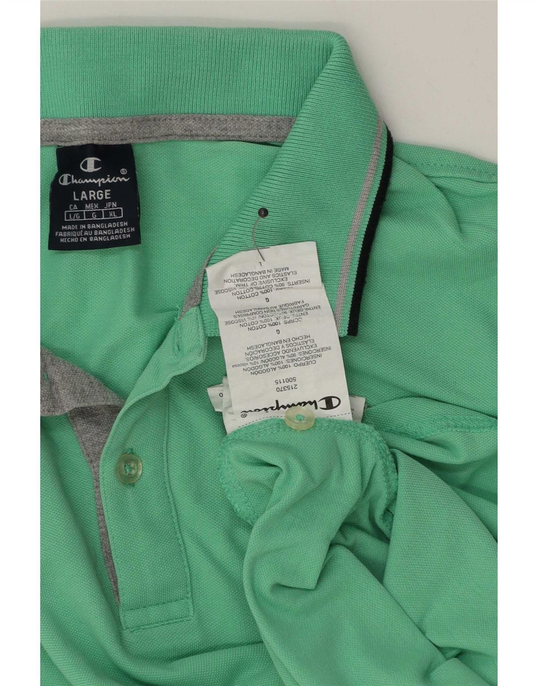 Polo da uomo Champion in cotone a righe grandi verdi