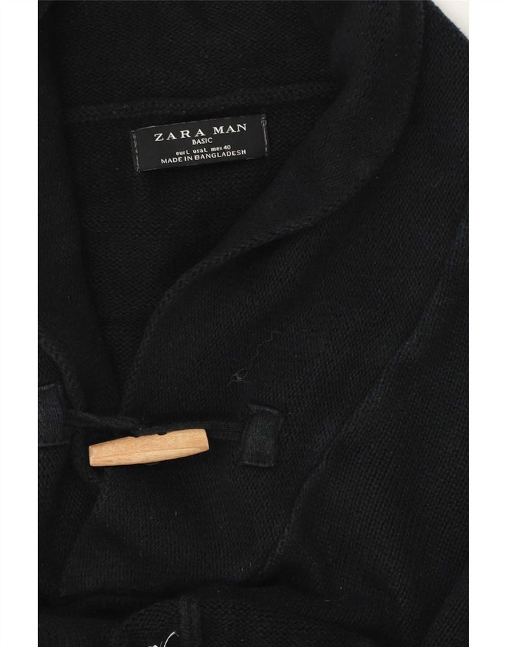 Maglione Zara da uomo con collo a scialle grande in cotone nero