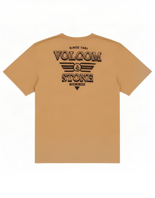 Volcom Mens Modern Fit Graphic T-Shirt Top 2XL Beige Cotton