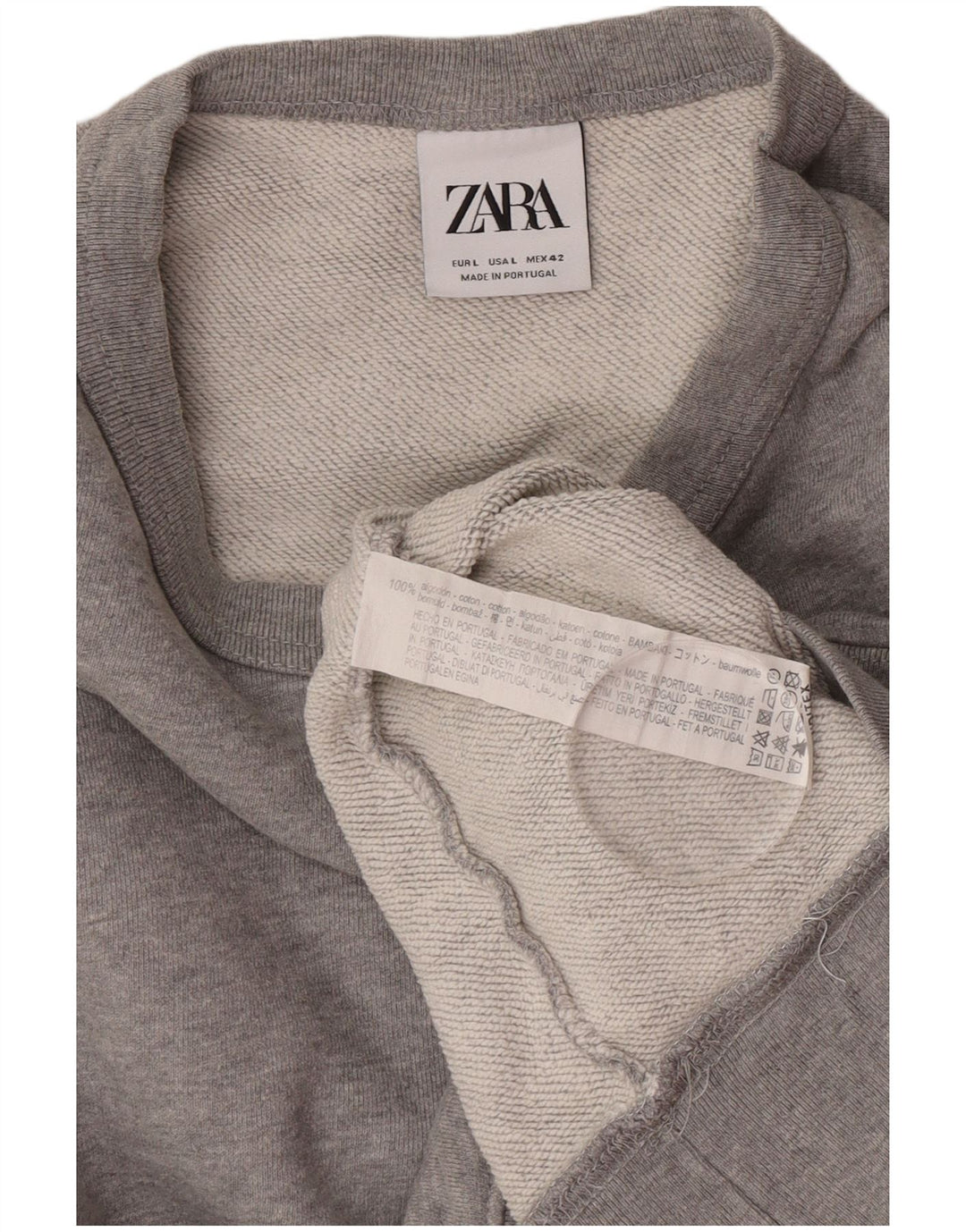 Felpa Zara Uomo Maglione Grande Cotone Grigio