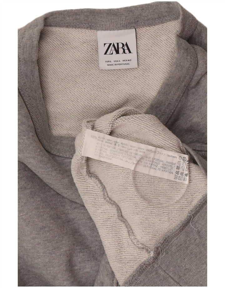 Felpa Zara Uomo Maglione Grande Cotone Grigio