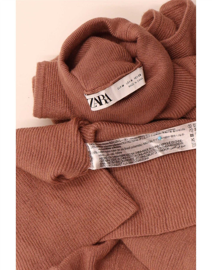 Vestito lungo senza maniche da donna Zara UK 12 Viscosa marrone medio