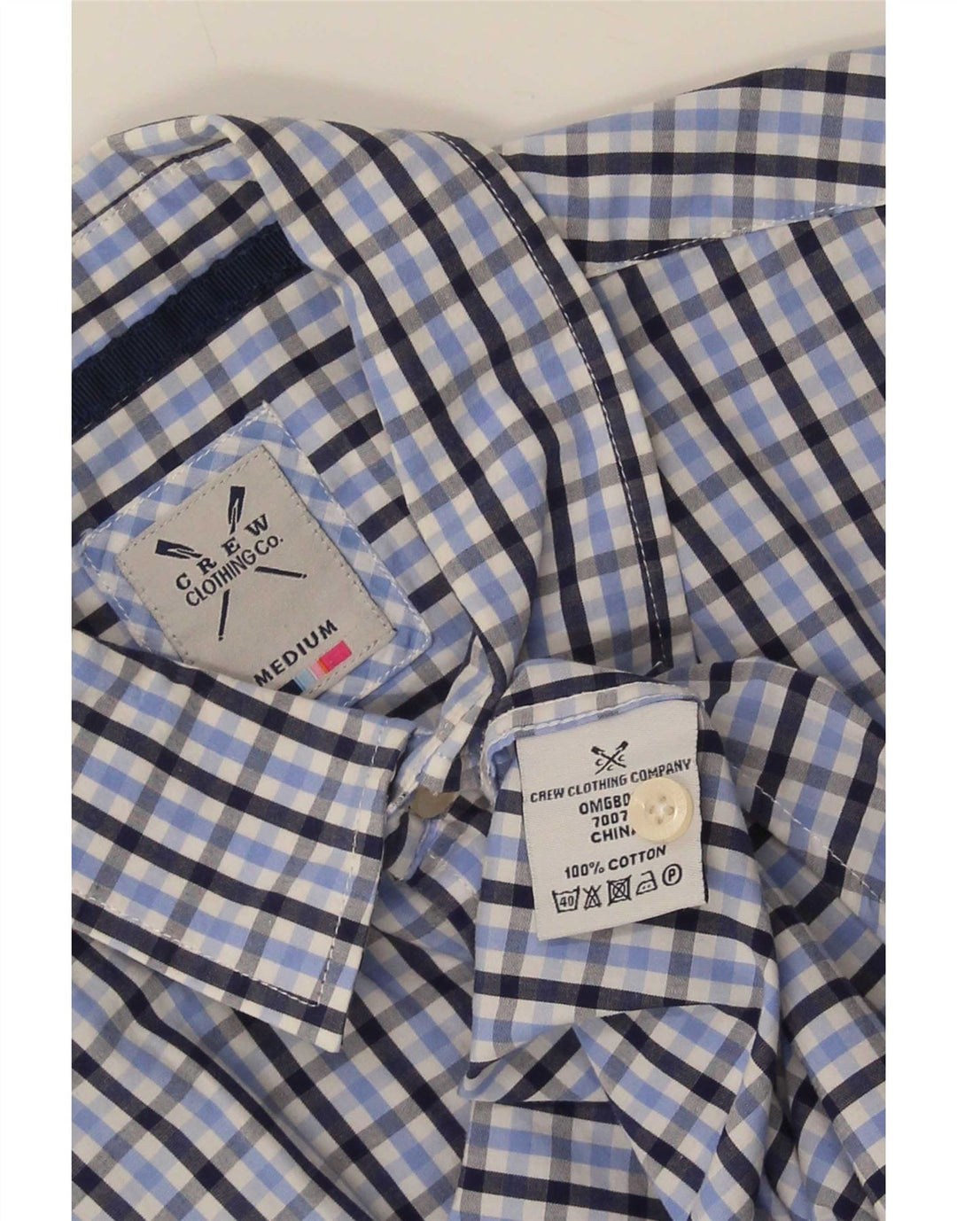 Crew Clothing Camicia da uomo a maniche corte in cotone a quadretti blu medio