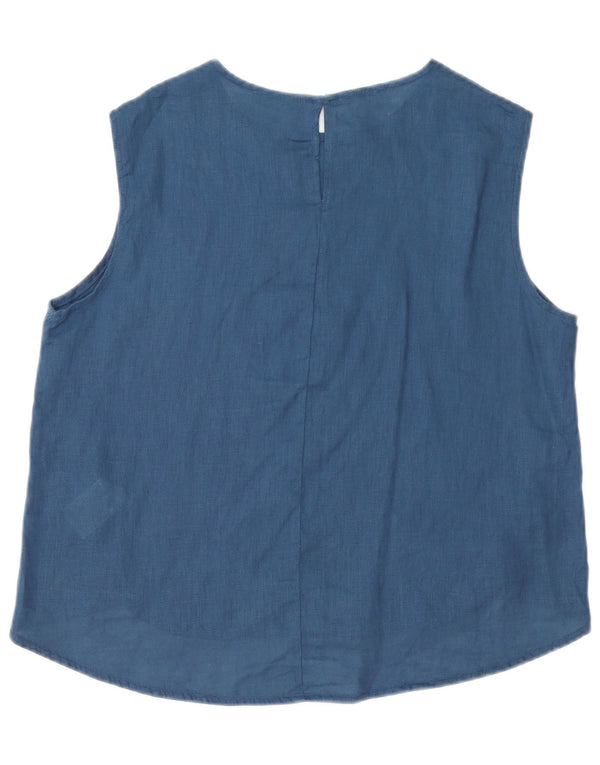 Camicetta oversize senza maniche da donna Benetton Top UK 10 Small Lino blu navy