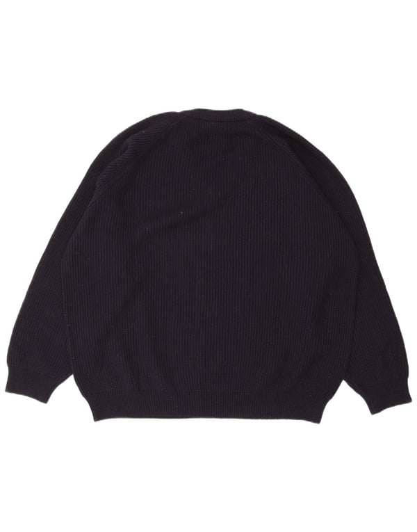 Navigare Mens V-Neck Jumper Sweater 2XL Navy Blue Merino Wool