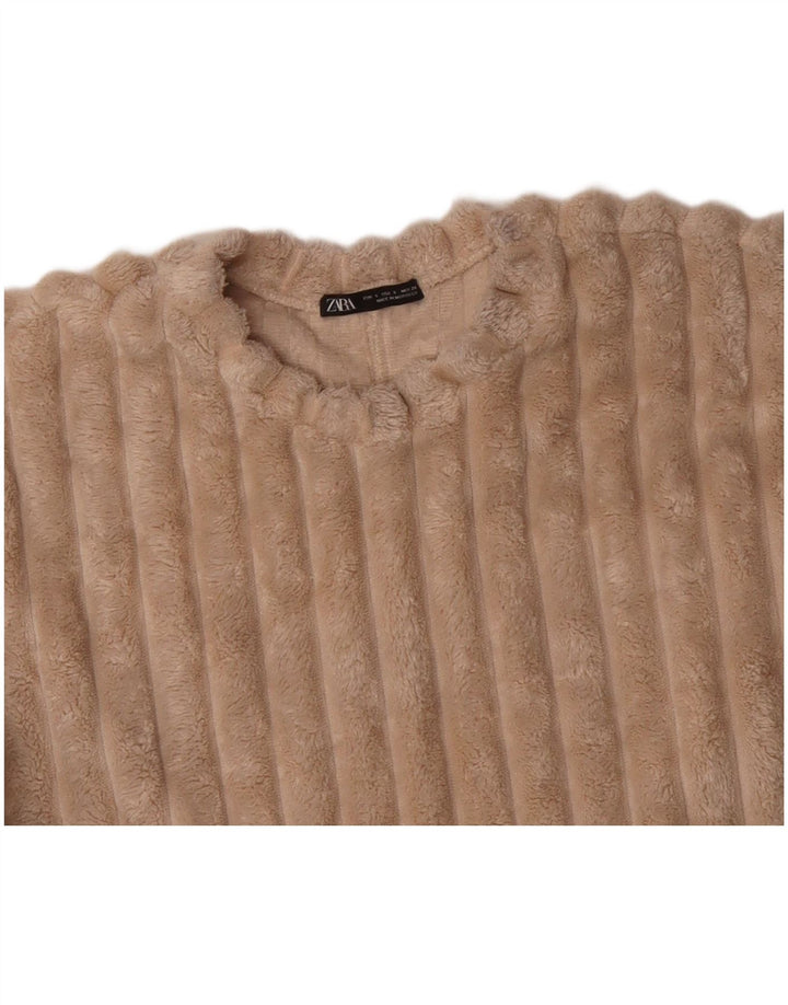 Maglione Oversize In Pile ZARA Da Donna UK 10 Small Beige