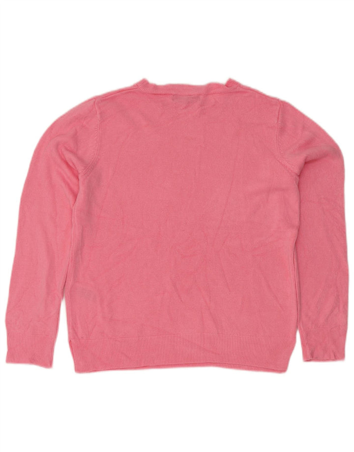 MARKS & SPENCER Maglione girocollo da donna UK 12 Acrilico rosa medio