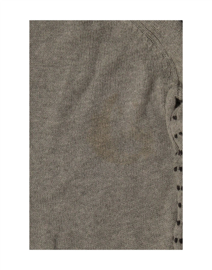 JACK & JONES Mens Shawl Neck Jumper Sweater Large Grey Striped Cotton