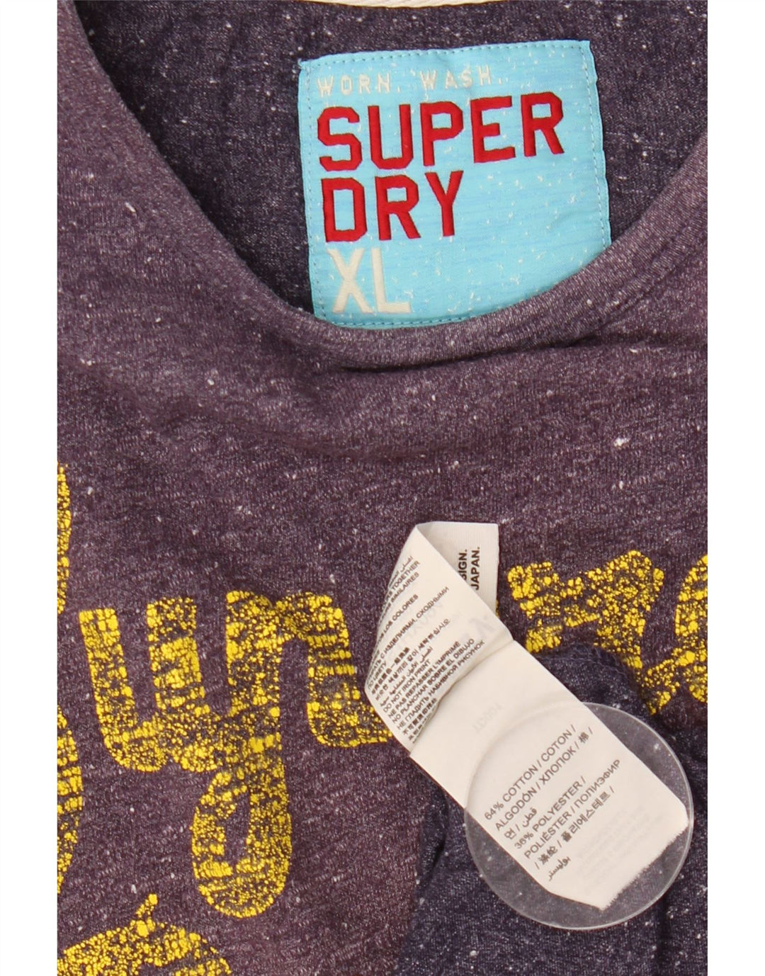 T-shirt grafica da donna SUPERDRY Riders Top UK 18 XL cotone screziato viola