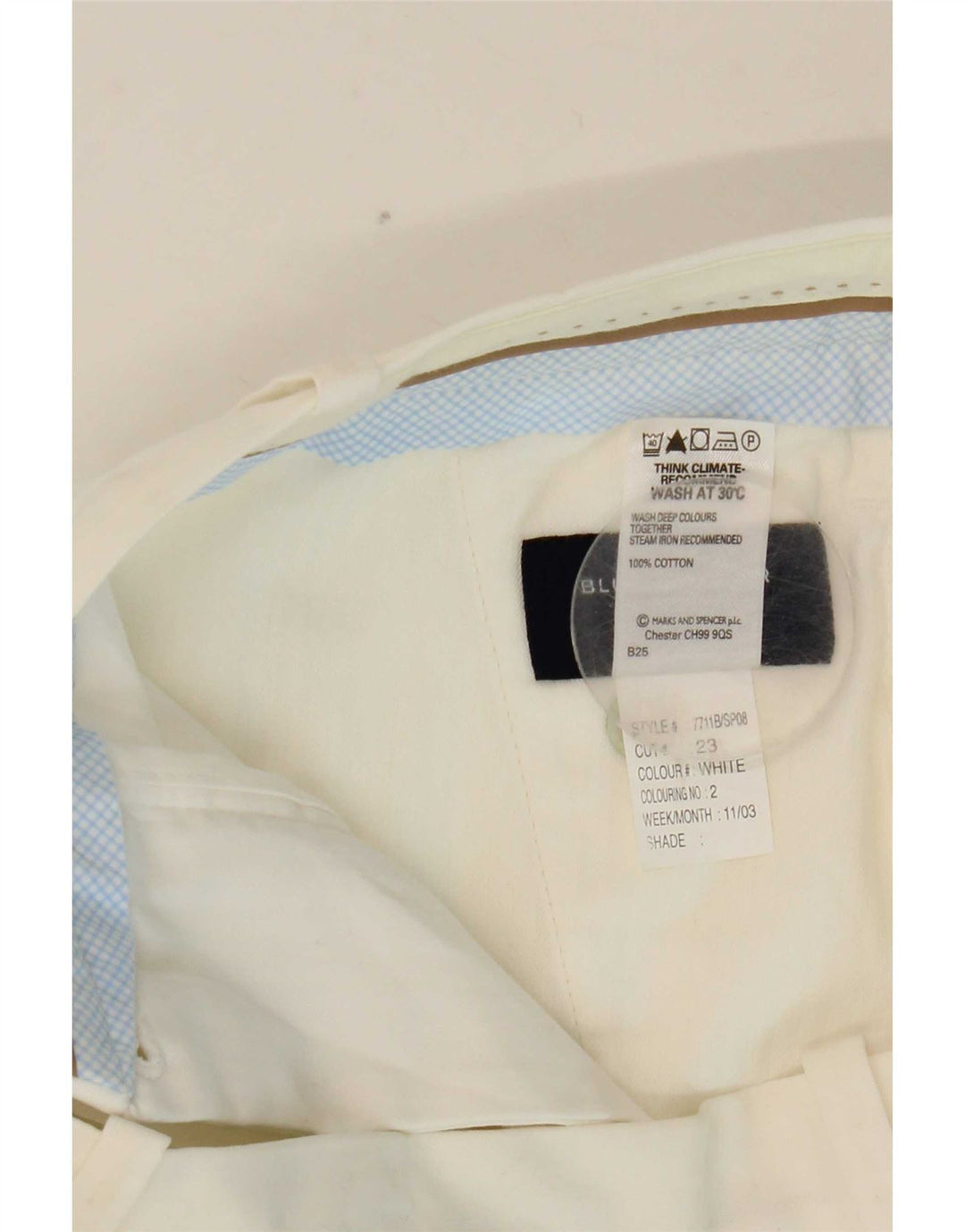 Pantaloncini chino Marks & Spencer da donna blu Harbour W32 grandi cotone bianco