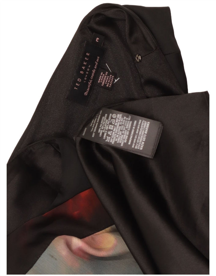 Ted Baker Abito da donna senza maniche a trapezio taglia 3 medio nero floreale