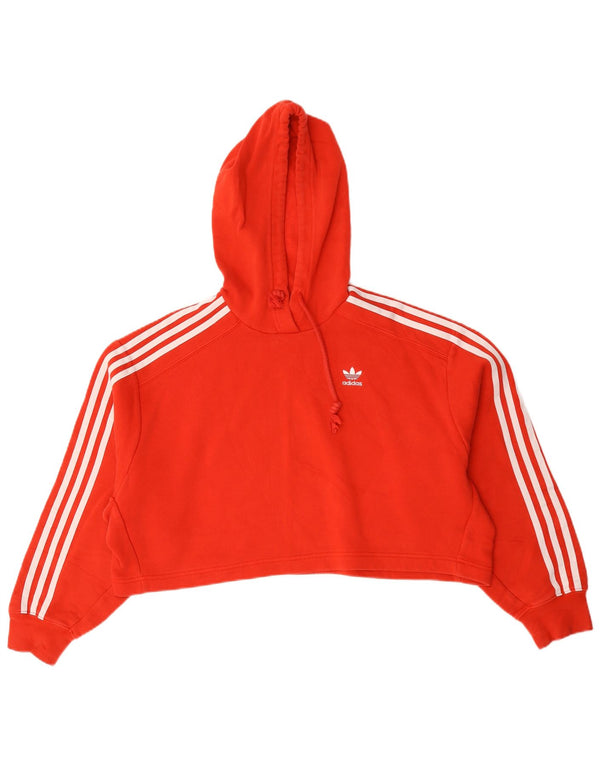 Maglione con cappuccio oversize corto da donna Adidas UK 10 piccolo cotone rosso