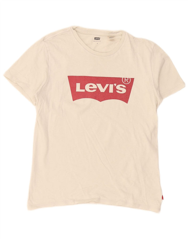 Levi's T-shirt grafica oversize da donna Top UK 10 Small Bianca