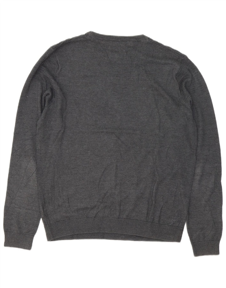 Maglione maglione girocollo da uomo Marks & Spencer in cotone grigio medio