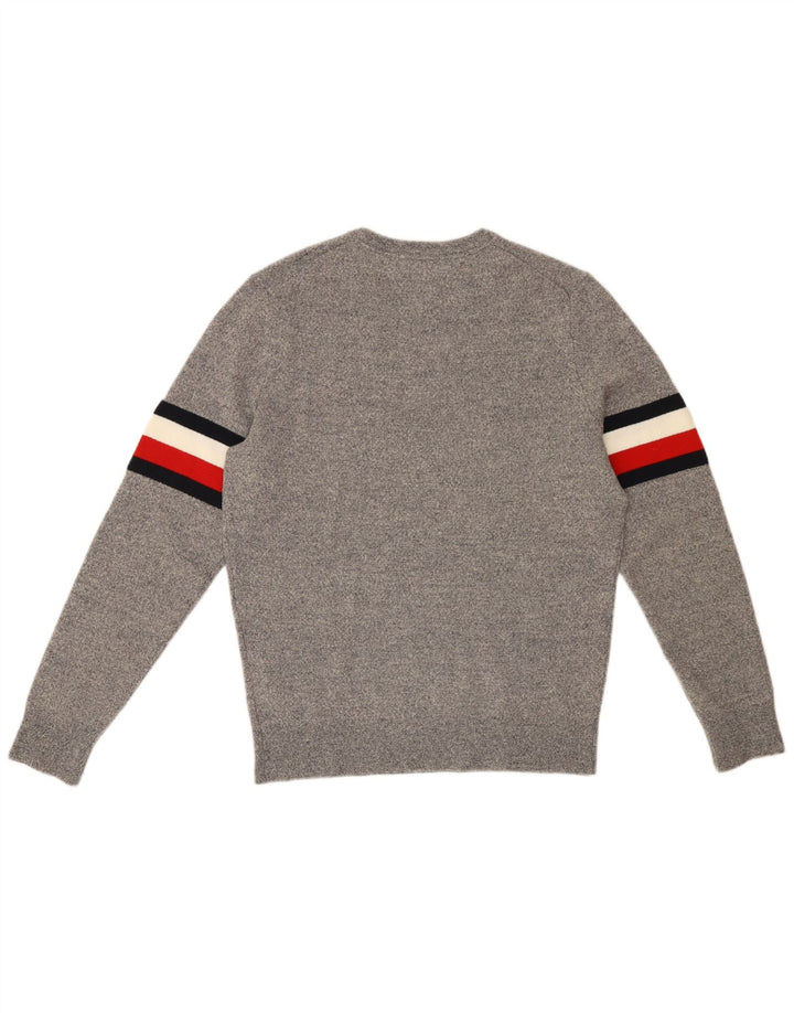 TOMMY HILFIGER Maglione girocollo da uomo in lana color block grigio medio