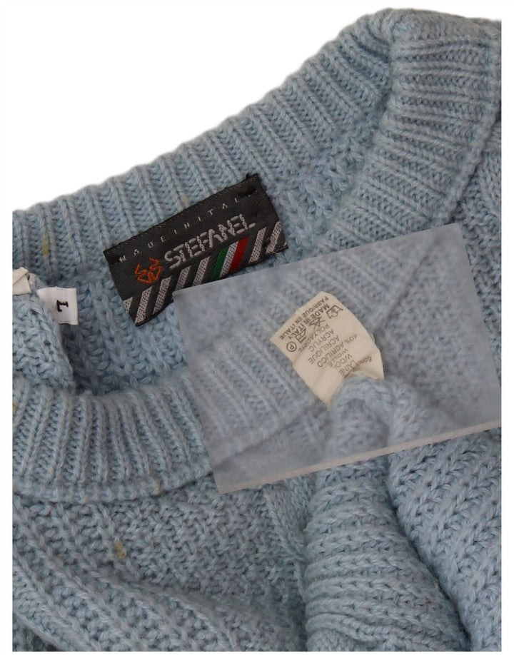 Maglione maglione girocollo oversize da donna STEFANEL UK 16 grande lana blu