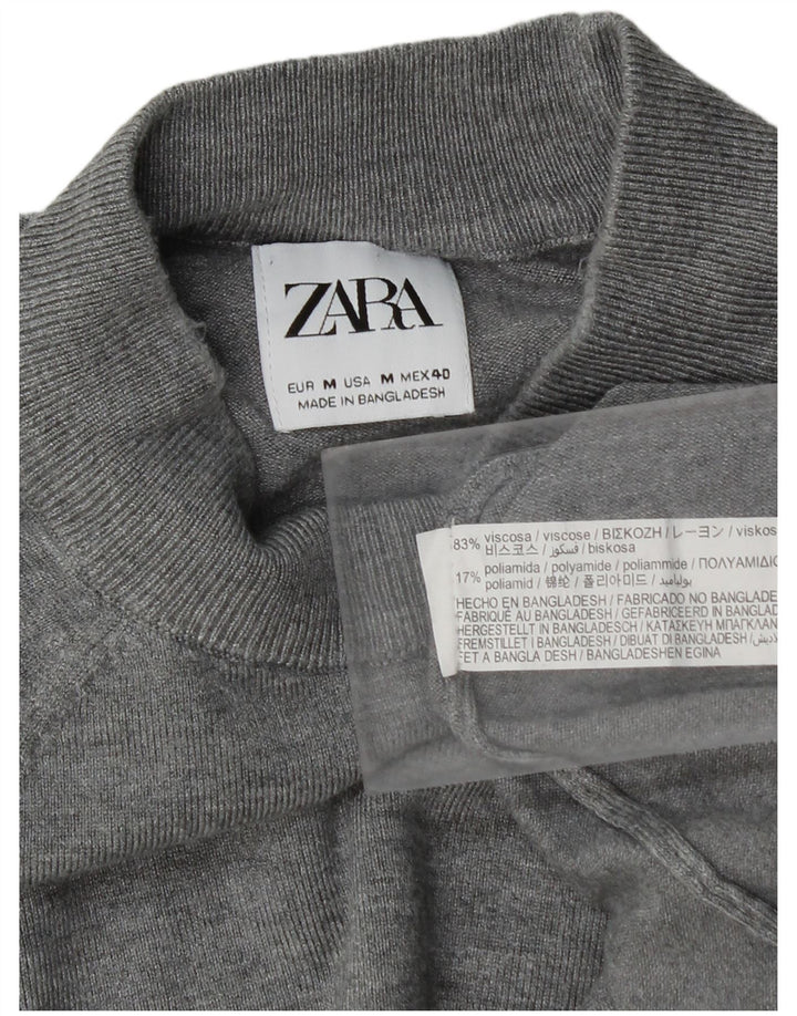 Maglione Zara da uomo con collo alto in viscosa grigio medio