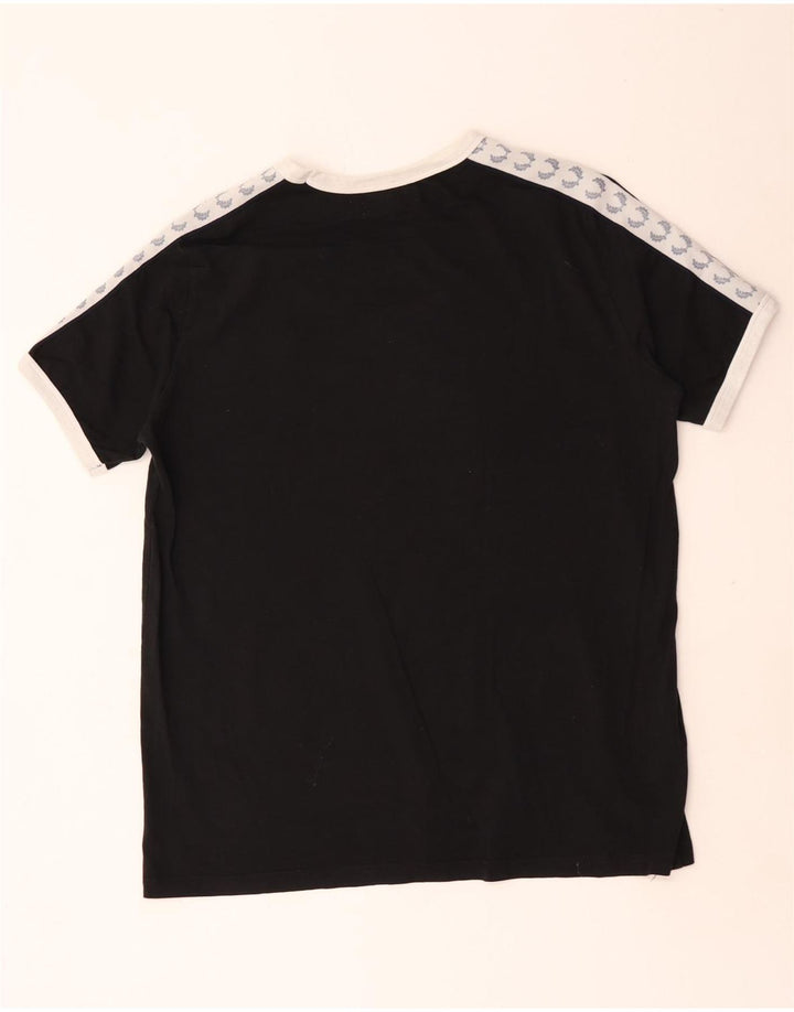 T-shirt grafica da uomo Fred Perry Top in cotone color block medio nero