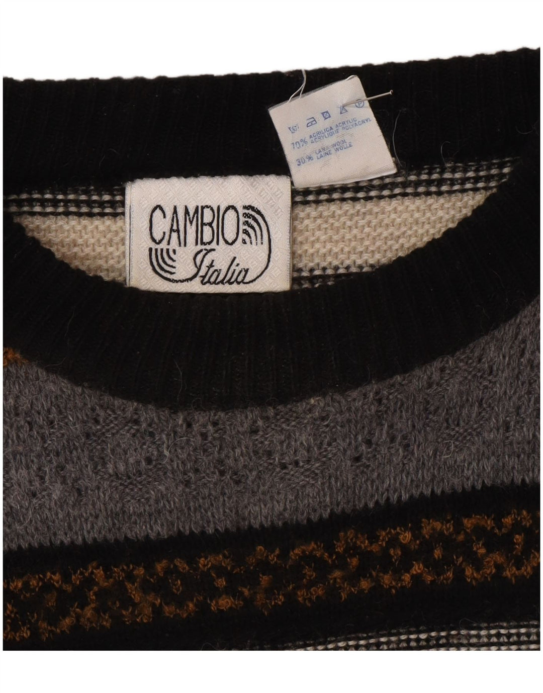 Maglione maglione girocollo da uomo Cambio IT 56 2XL a righe multicolore