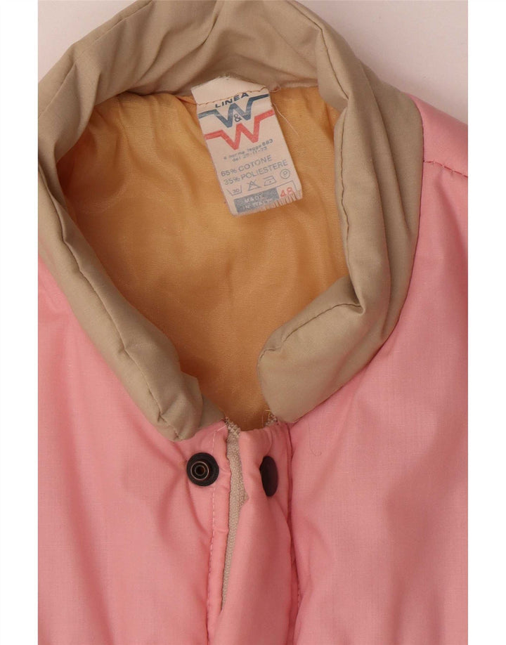 Giacca imbottita vintage da uomo IT 48 in cotone color block rosa medio
