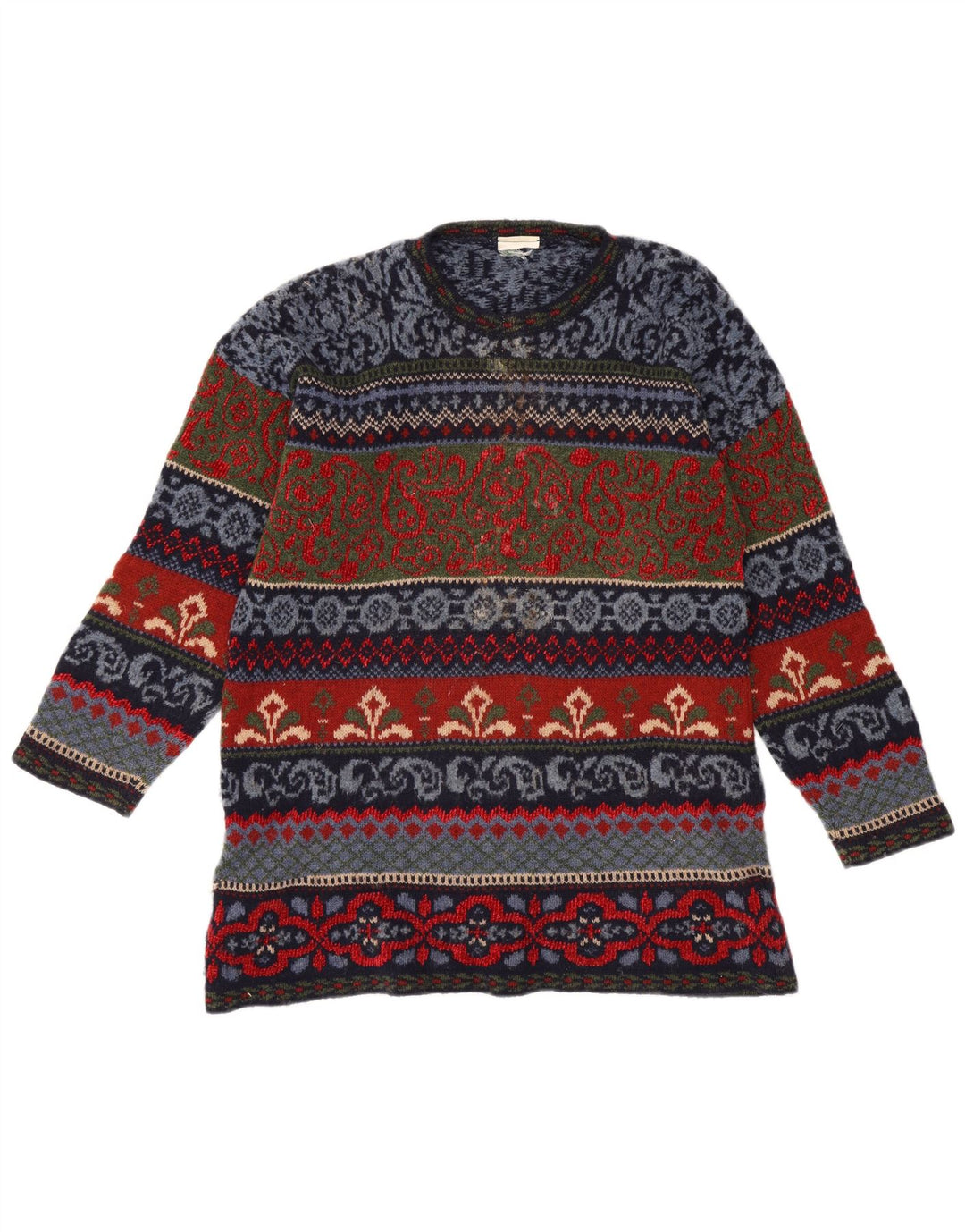 Maglione girocollo da uomo vintage IT 44 Fair Isle medio multicolore