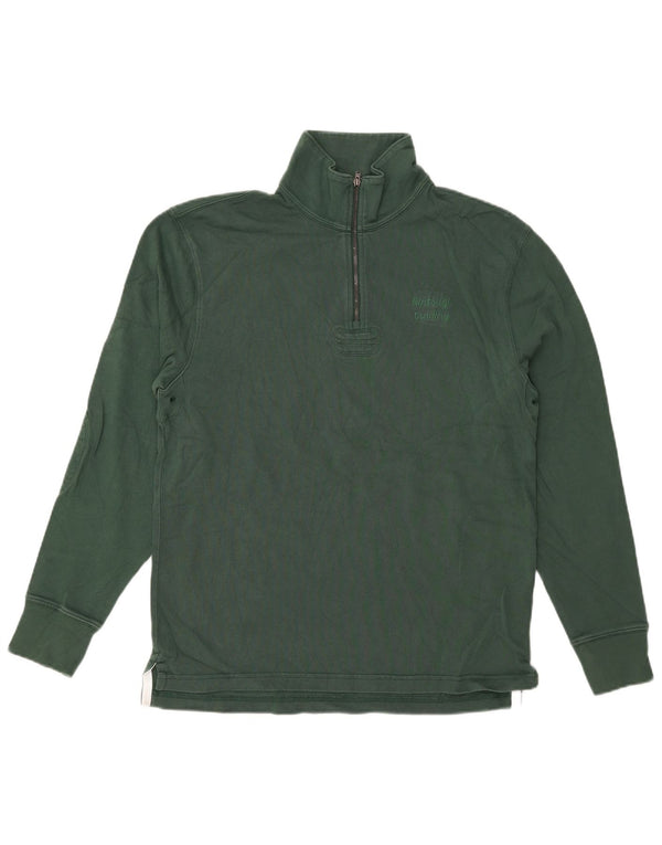 J. Crew Felpa con collo con zip da uomo Maglione piccolo cotone verde