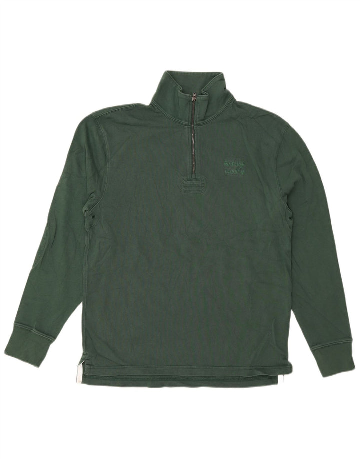 J. Crew Felpa con collo con zip da uomo Maglione piccolo cotone verde