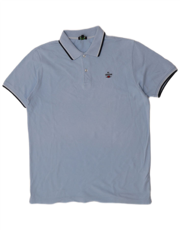 Polo da uomo El Charro grande in cotone blu