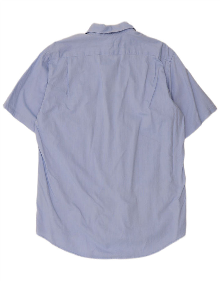 Camicia a maniche corte da uomo Lacoste taglia 40 in cotone blu medio