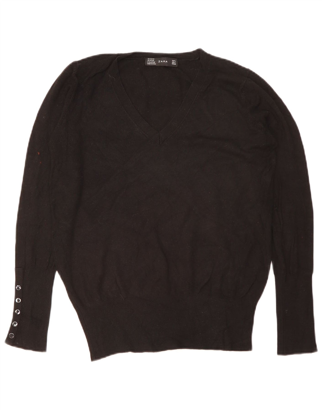 Maglione maglione con scollo a V da donna Zara UK 16 grande nero
