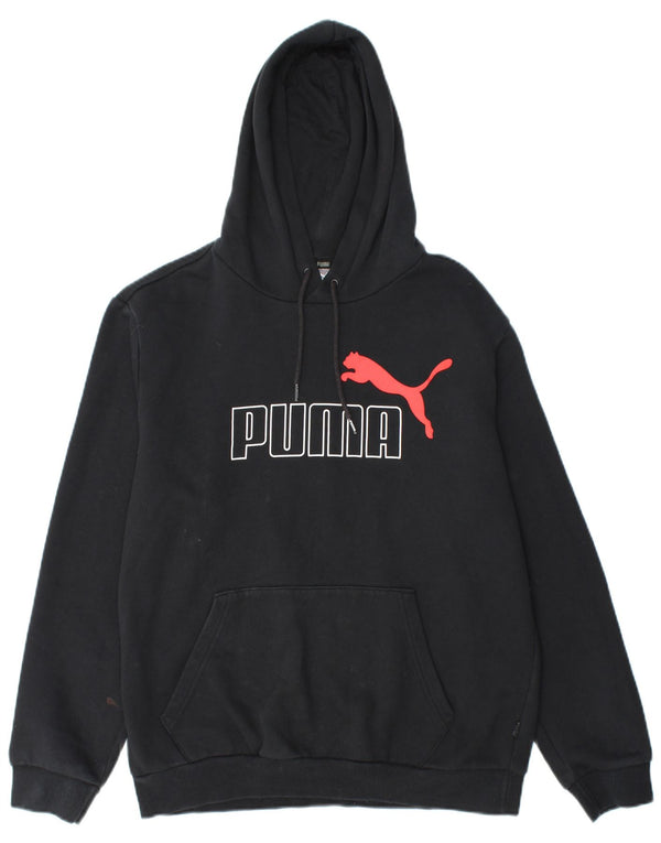 Felpa con cappuccio grafica PUMA da uomo, cotone nero medio