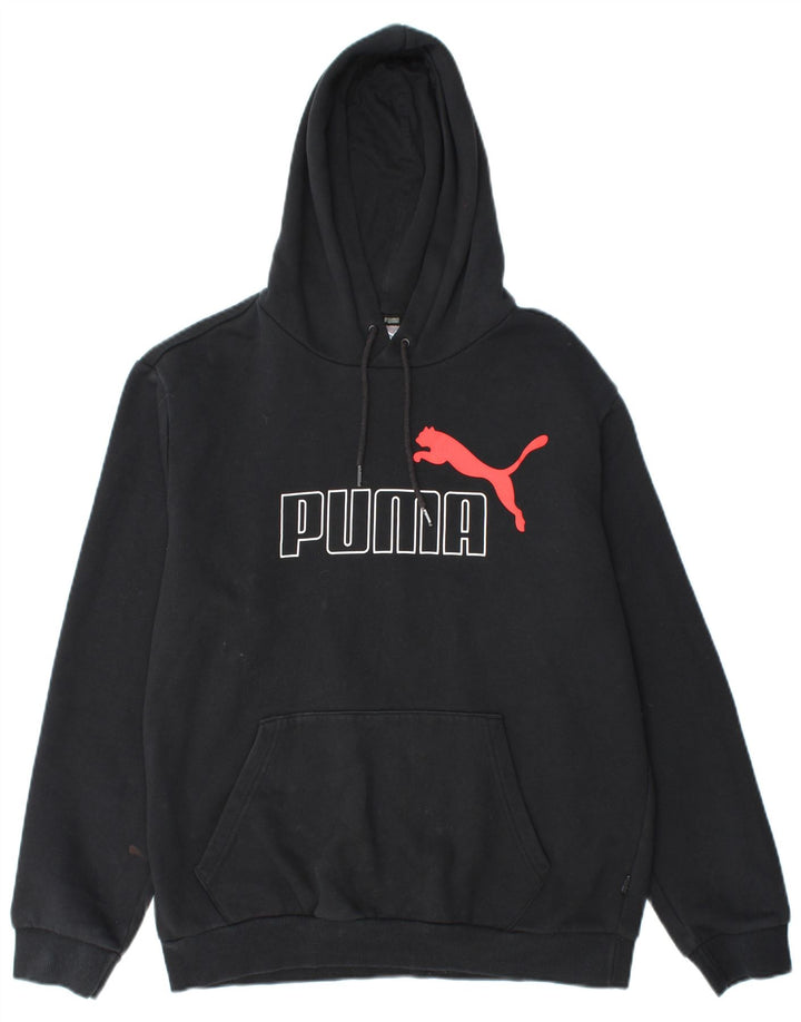 Felpa con cappuccio grafica PUMA da uomo, cotone nero medio