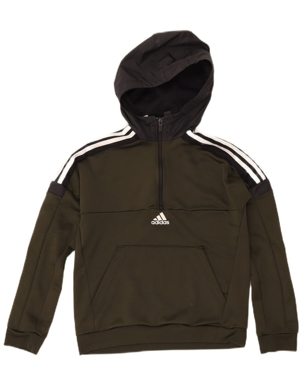 Maglione con cappuccio e zip ADIDAS da bambino Aeroready 11-12 anni in poliestere verde