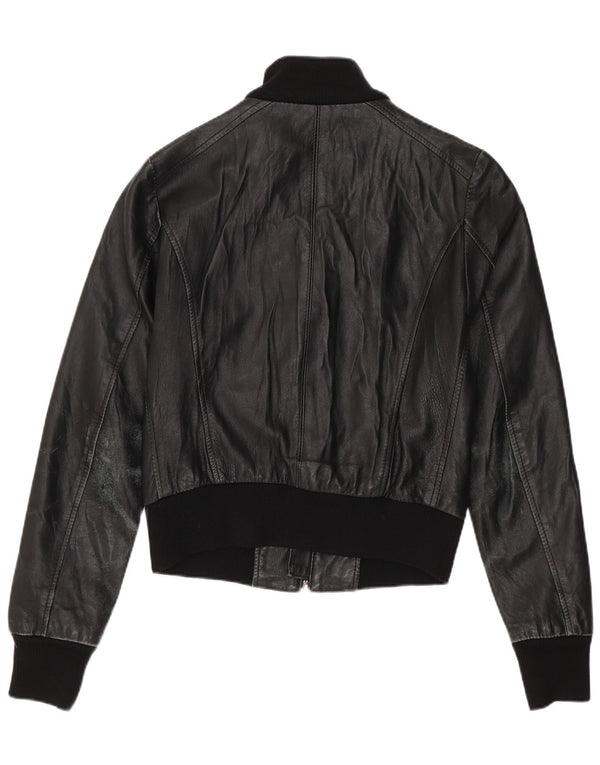 Giacca in pelle corta da donna Sasch UK 12 media nera