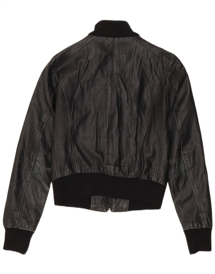 Giacca in pelle corta da donna Sasch UK 12 media nera