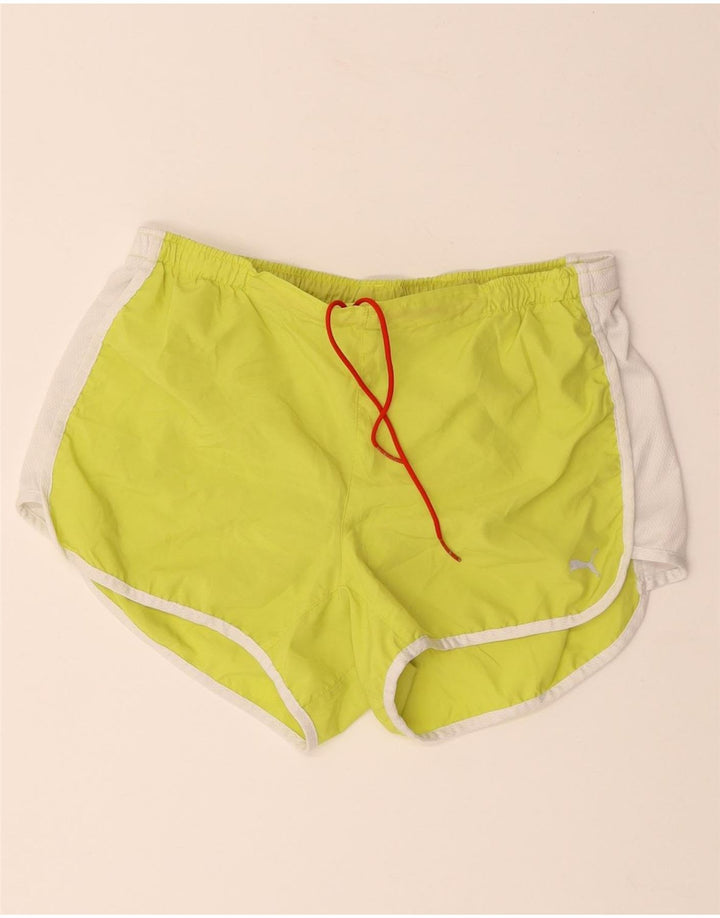 Pantaloncini sportivi PUMA da donna UK 14 Large Giallo Colourblock Poliestere