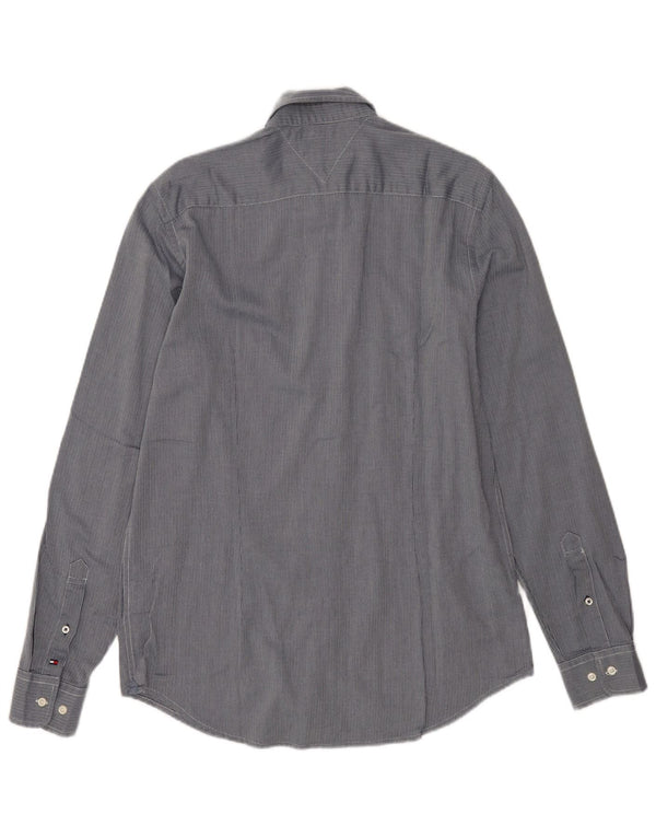 Camicia slim fit da uomo Tommy Hilfiger Large in cotone a spina di pesce blu navy