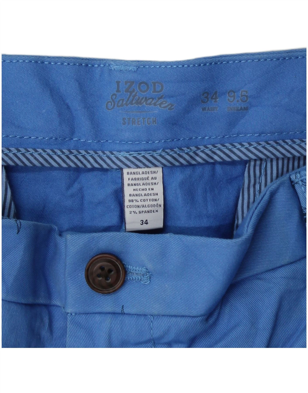 Pantaloncini chino da uomo IZOD Salt Water W34 grandi cotone maculato blu