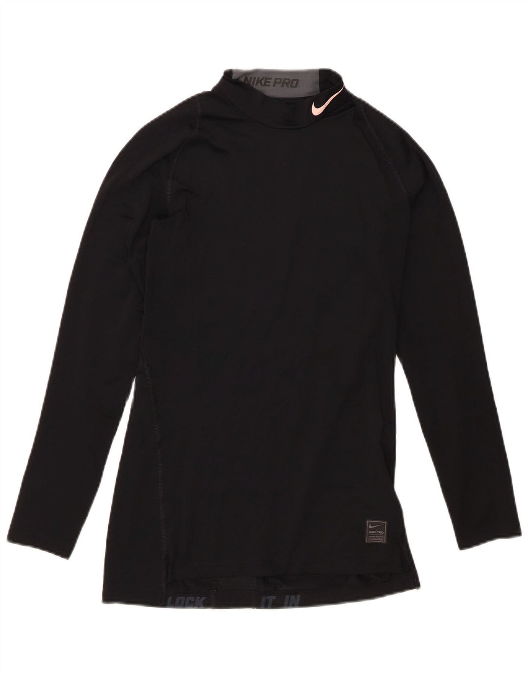 Nike Top a compressione da donna a manica lunga UK 10 Small Nero Poliestere