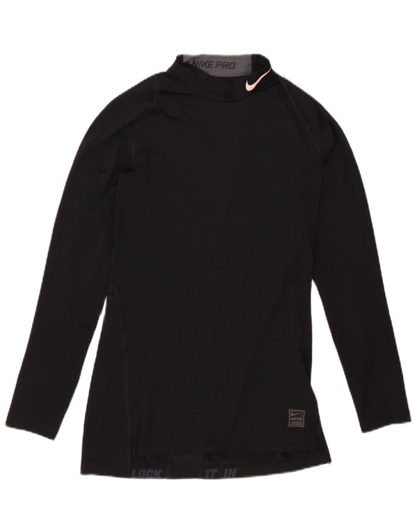 Nike Top a compressione da donna a manica lunga UK 10 Small Nero Poliestere