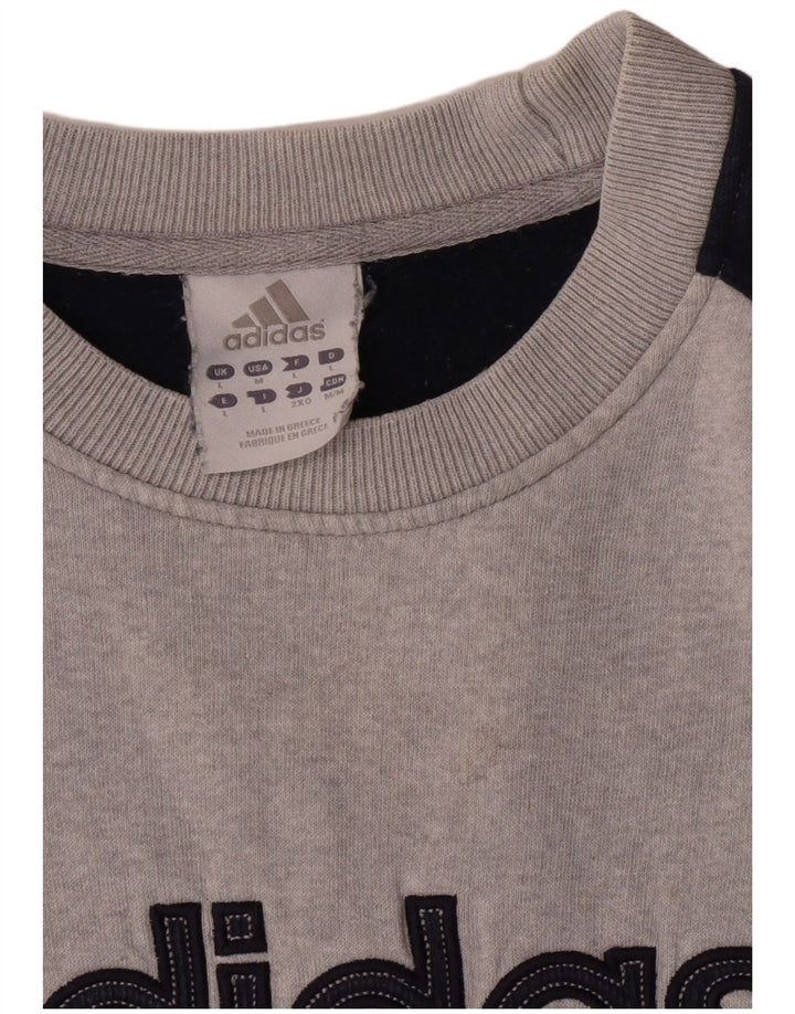 Felpa grafica da uomo Adidas Maglione grande color grigio grigio