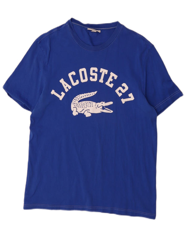 T-shirt grafica da uomo con vestibilità regolare Lacoste, taglia 5 grande, in cotone blu