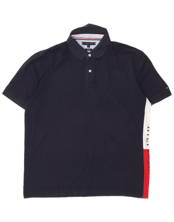 Polo da uomo con vestibilità regolare grafica Tommy Hilfiger XL blu navy color block