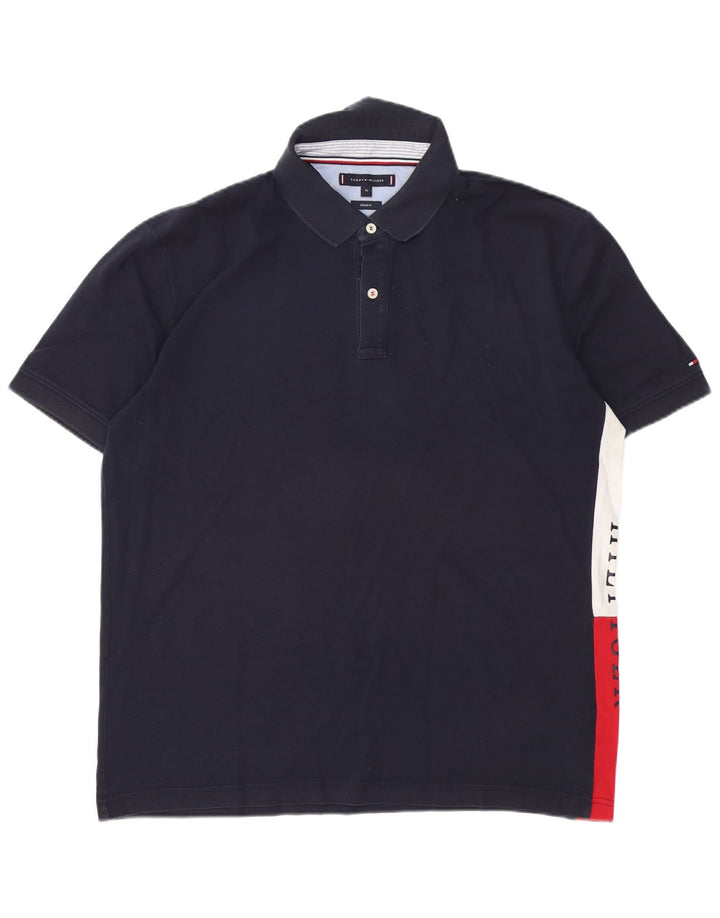 Polo da uomo con vestibilità regolare grafica Tommy Hilfiger XL blu navy color block